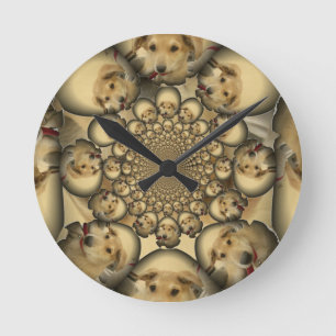 Horloge Ronde Puppy Kaleidoscope Art Print