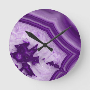Horloge Ronde Purple Agate Chic #1 #gem #décoration #art