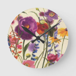 Horloge Ronde Purple and Orange Poppy Melody