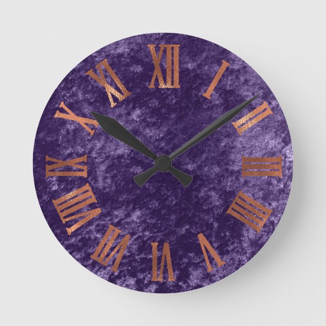 Horloge Ronde Purple Copper Rose Velvet Minimum Urban métallique (Recto)