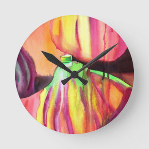 Horloge Ronde Purple figs original art watercolor drip painting