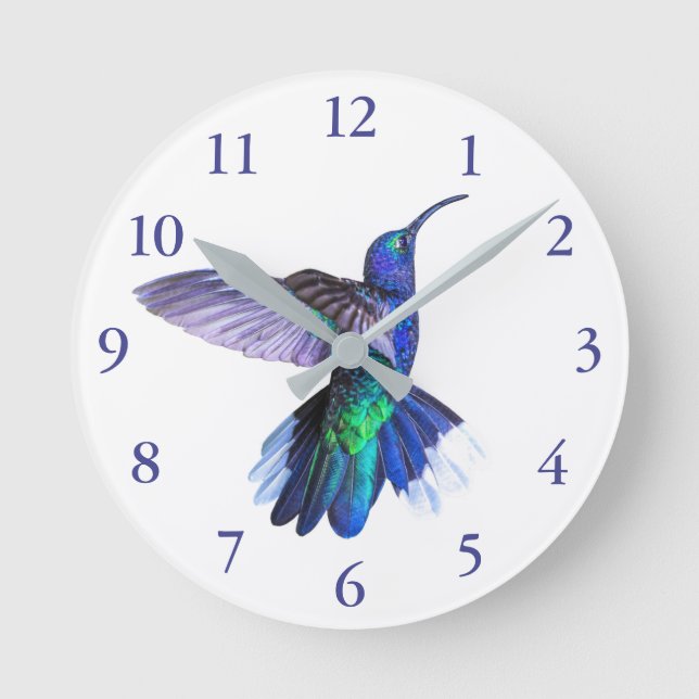 Horloge Ronde Purple Hummingbird dans une pose de beautiful (Recto)