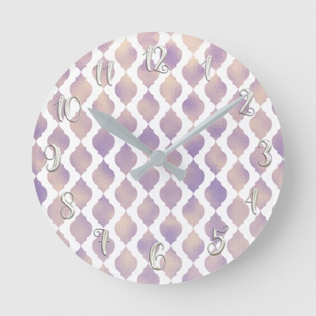Horloge Ronde Purple Marocain Chic Joli Motif Glam (Recto)