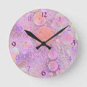Horloge Ronde Purple & Pink Modern Bubble Wall Clock