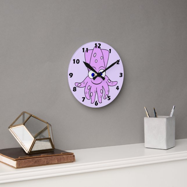 Horloge Ronde Purple Squid Design (Bureau)
