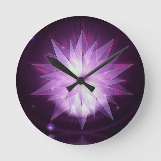 Horloge Ronde Purple Starburst