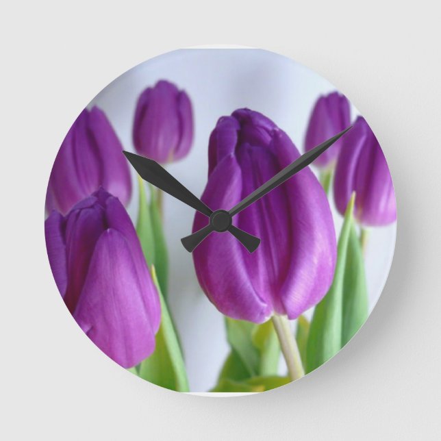 Horloge Ronde Purple Tulip (Recto)