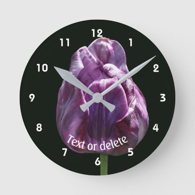 Horloge Ronde Purple Tulip Flower Personalized  (Recto)