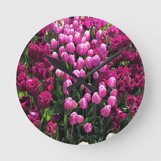 Horloge Ronde Purple Tulips (Recto)