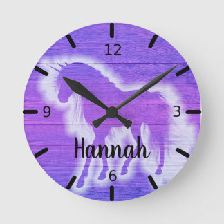 Horloge Ronde Purple Unicorn
