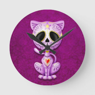 Horloge Ronde Purple Zombie Sugar Kitten