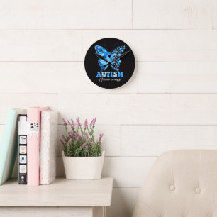 Horloge Ronde Puzzle Papillon Coloré