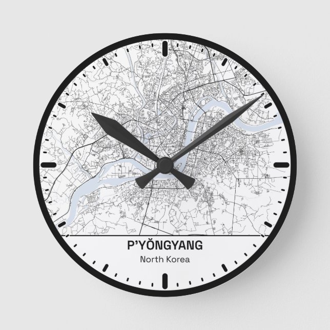 Horloge Ronde Pyongyang Clock City Line Art (Recto)