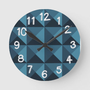 Horloge Ronde Pyramides bleu foncé