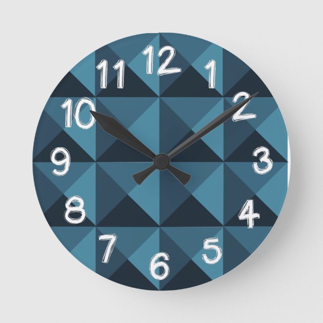 Horloge Ronde Pyramides bleu foncé  (Recto)