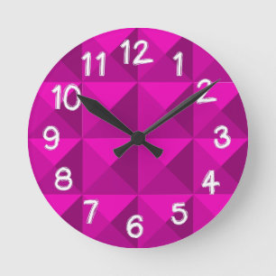 Horloge Ronde Pyramides magenta 