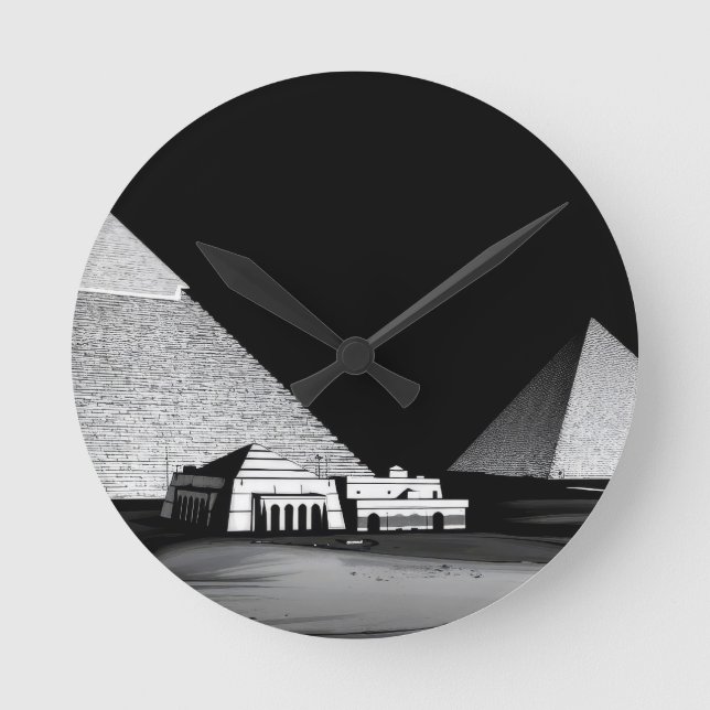 Horloge Ronde Pyramides noires et blanches (Recto)