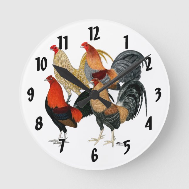 Horloge Ronde Quatre gamecocks (Recto)