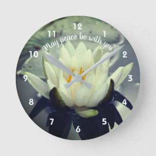 Horloge Ronde Que la paix soit avec vous Lotus Inspiration
