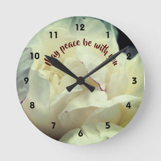 Horloge Ronde Que la paix soit avec vous Peony Inspiration