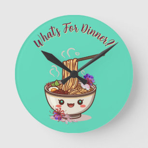 Horloge Ronde "Qu'est-ce pour le dîner ?" Bol de ramen anime ver