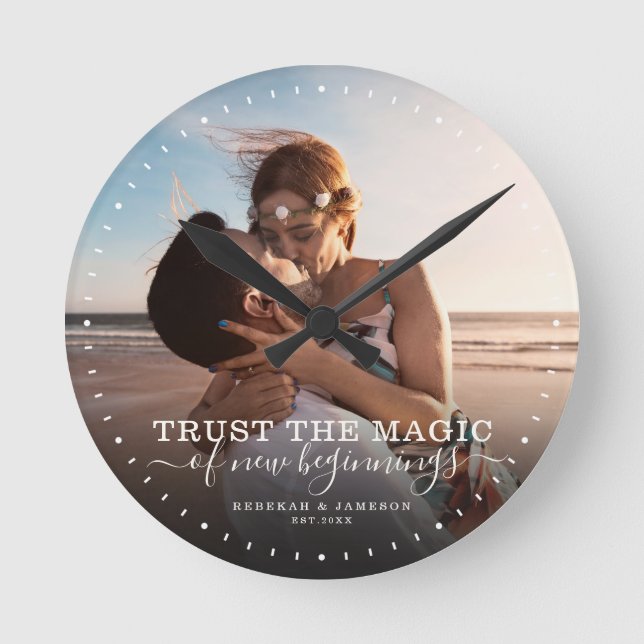 Horloge Ronde Quota moderne Love Wedding Photo Newlywed (Recto)