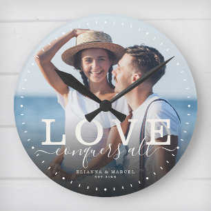 Horloge Ronde Quota moderne Love Wedding Photo Newlywed Script