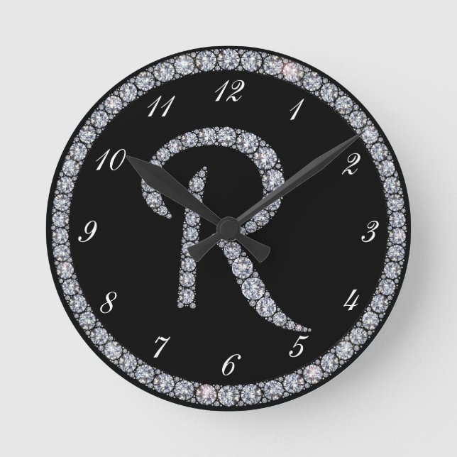 Horloge Ronde R monogram bling ring clock (Recto)