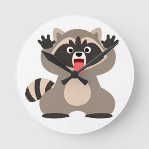 Horloge Ronde Raccoon de caricature très épais