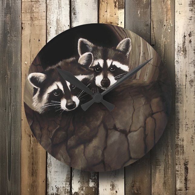 Horloge Ronde Raccoons Brown Cute Tree (Créateur téléchargé)