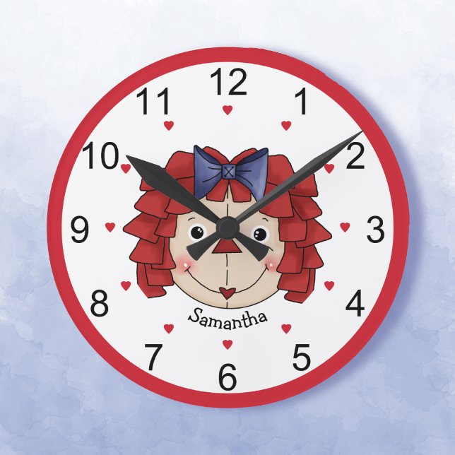 Horloge Ronde Raggedy Ann Face Personnalisé (Créateur téléchargé)