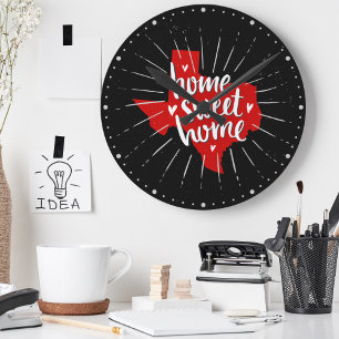 Horloge Ronde Raider Red and Black Home Sweet Home - Texas