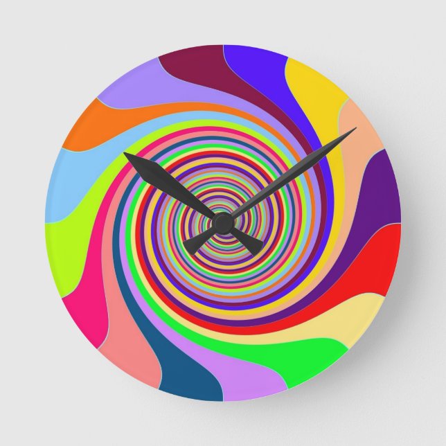 Horloge Ronde Rainbow bright psychedelic pop art candy swirl (Recto)