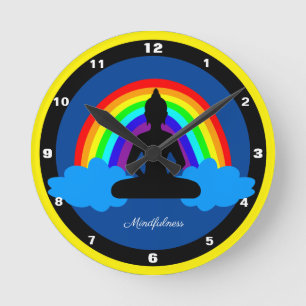 Horloge Ronde Rainbow Buddha & Mindfulness Meditation / yoga