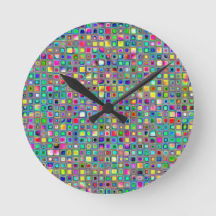 Horloge Ronde Rainbow 'Carnival' Texturé Carreaux de mosaïque Mo