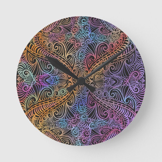 Horloge Ronde Rainbow Kaleidoscope Mandala (Recto)