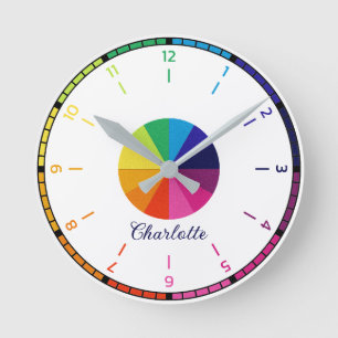 Horloge Ronde Rainbow Simples Enfants Éducatifs Personnalisés