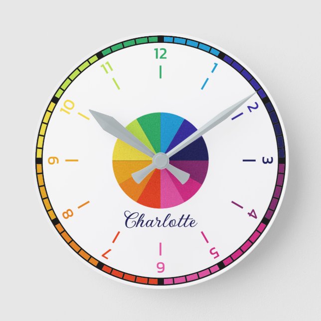 Horloge Ronde Rainbow Simples Enfants Éducatifs Personnalisés (Recto)
