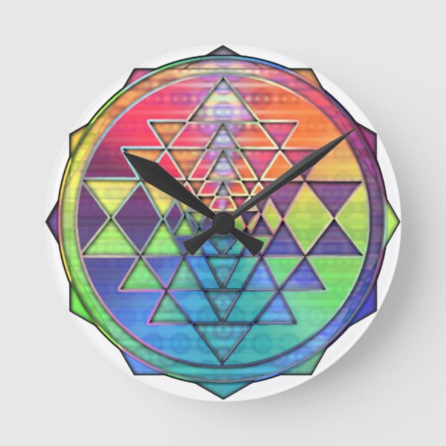 Horloge Ronde Rainbow Sri Yantra pour l'amour et la richesse (Recto)