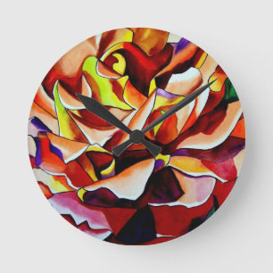 Horloge Ronde Rainbow Sunset Rose watercolor original