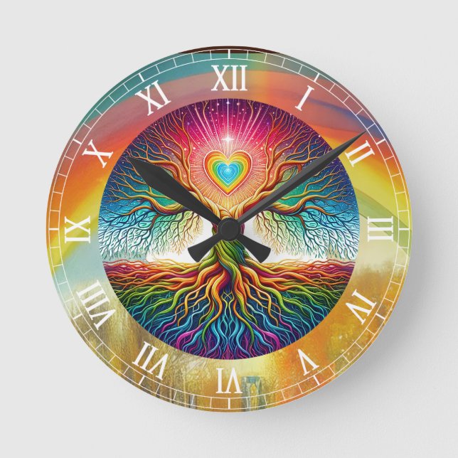 Horloge Ronde Rainbow Tree of Life  (Recto)