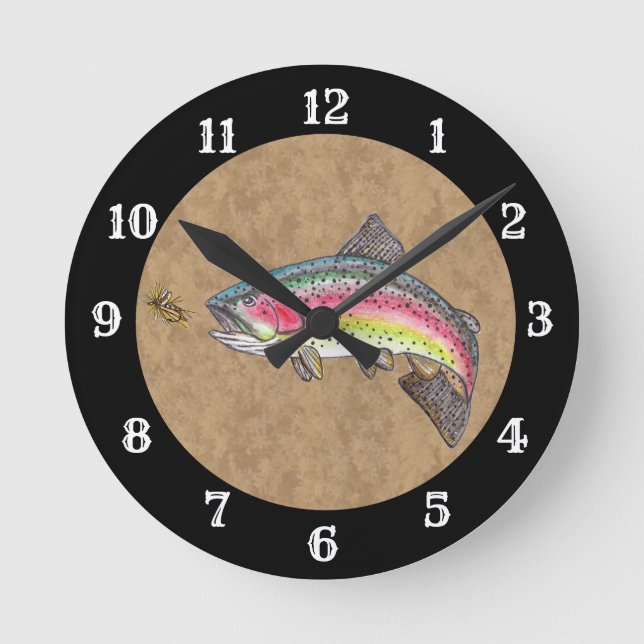 Horloge Ronde Rainbow Trout Fly Fishing (Recto)