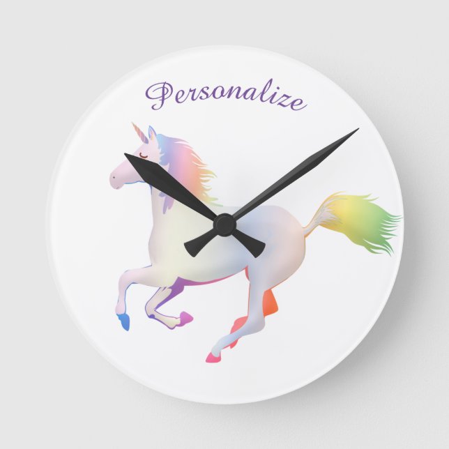 Horloge Ronde Rainbow unicorn Child's Room Personalize (Recto)