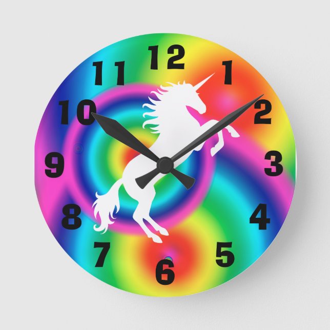 Horloge Ronde Rainbow Unicorn Wall Clock (Recto)