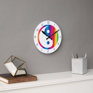 Horloge Ronde Rainbow Yin Yang