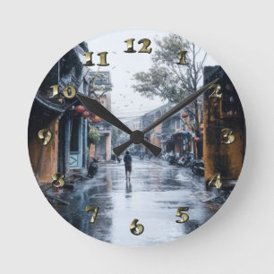 Horloge Ronde Rainy Streets of Vietnam