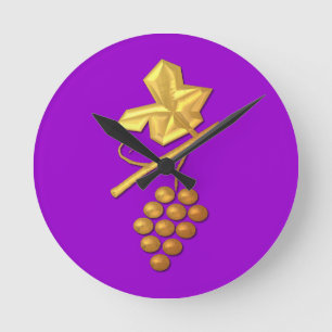 Horloge Ronde Raisins dorés "3-D"