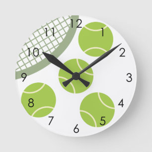 Horloge Ronde Raquette de balle de tennis verte Sage moderne