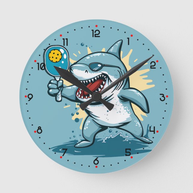 Horloge Ronde Raquette Shark Pickleball  (Recto)