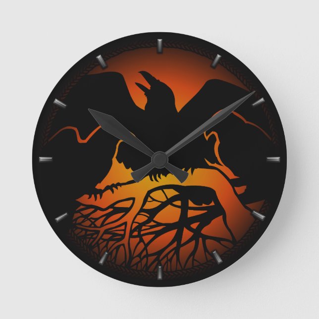 Horloge Ronde Raven Clock Native Raven Art Wall Clocks & Poison (Recto)